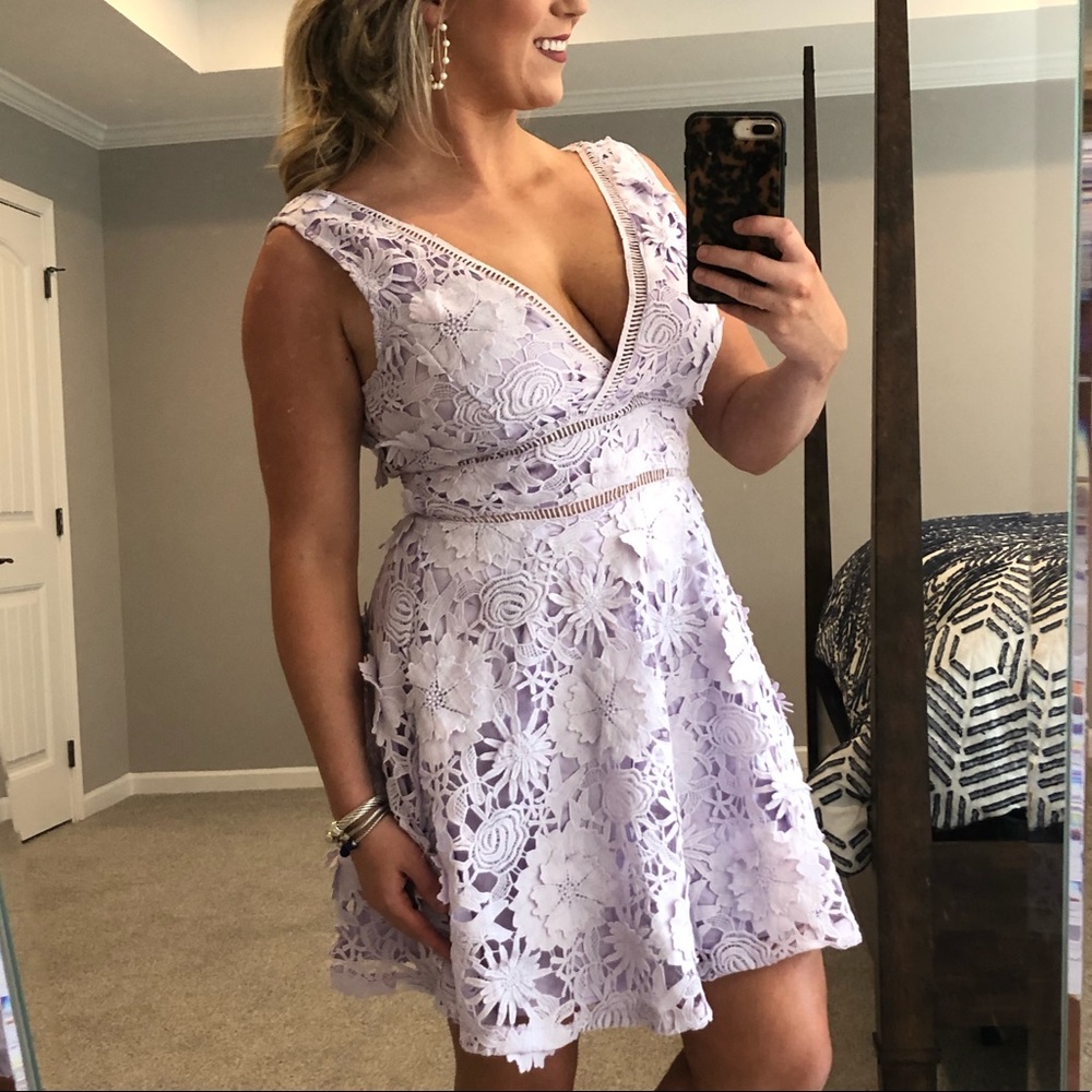 NWT Francesca Just Me Purple 3D Foral Lace Dress - Picture 1 of 9